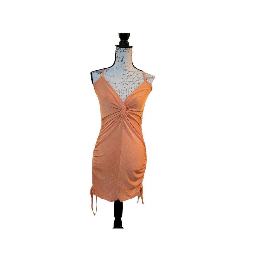 Princess Polly Women's Size 6 Orange Adah Front Knot Mini Dress Side Ruching